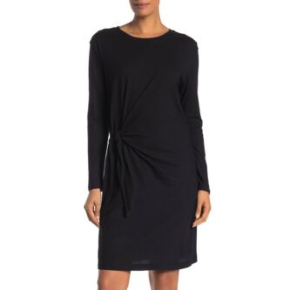 *new* Vince Long Sleeve Side Tie Dress in Black Small
